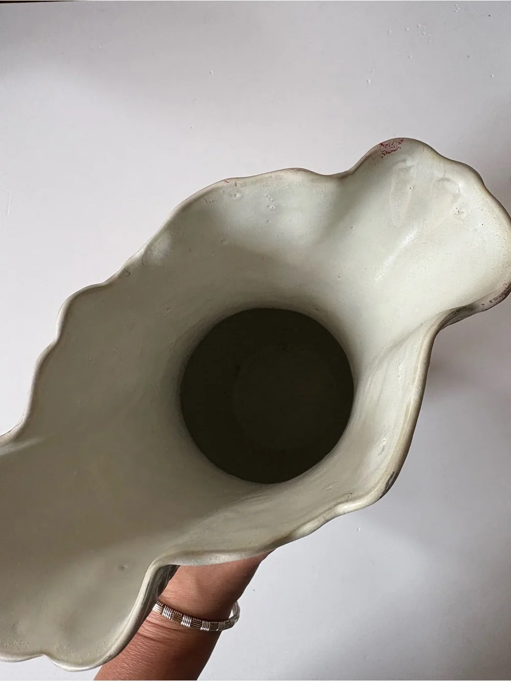 Anthropologie || Floral Embossed Abstract Vase Painted